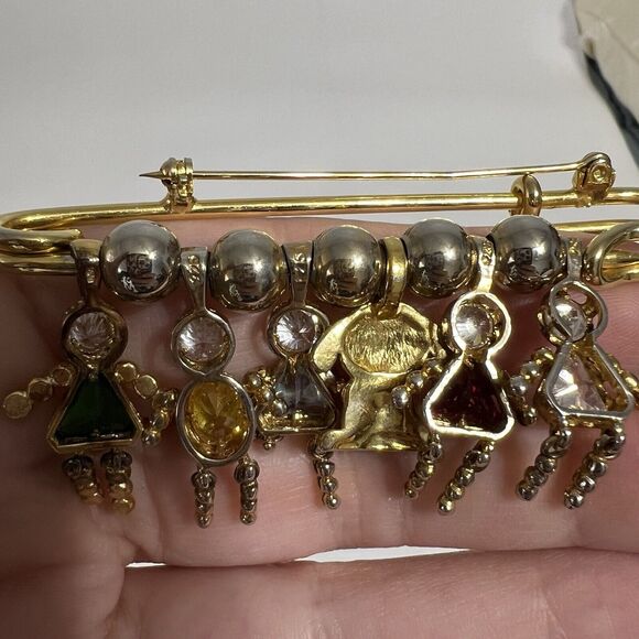 Birthstone Safety Pin Brooch Sterling 925 January March April May November Dog - Picture 6 of 10